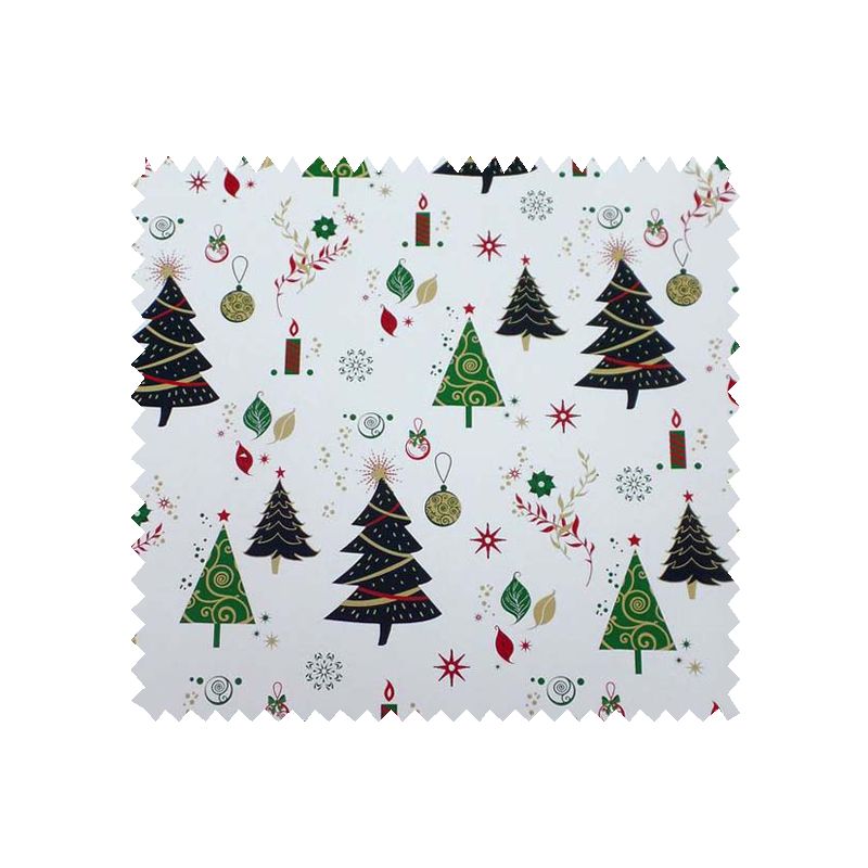 Tissu Coton de Noël Imprimé Sapin Fond Blanc
