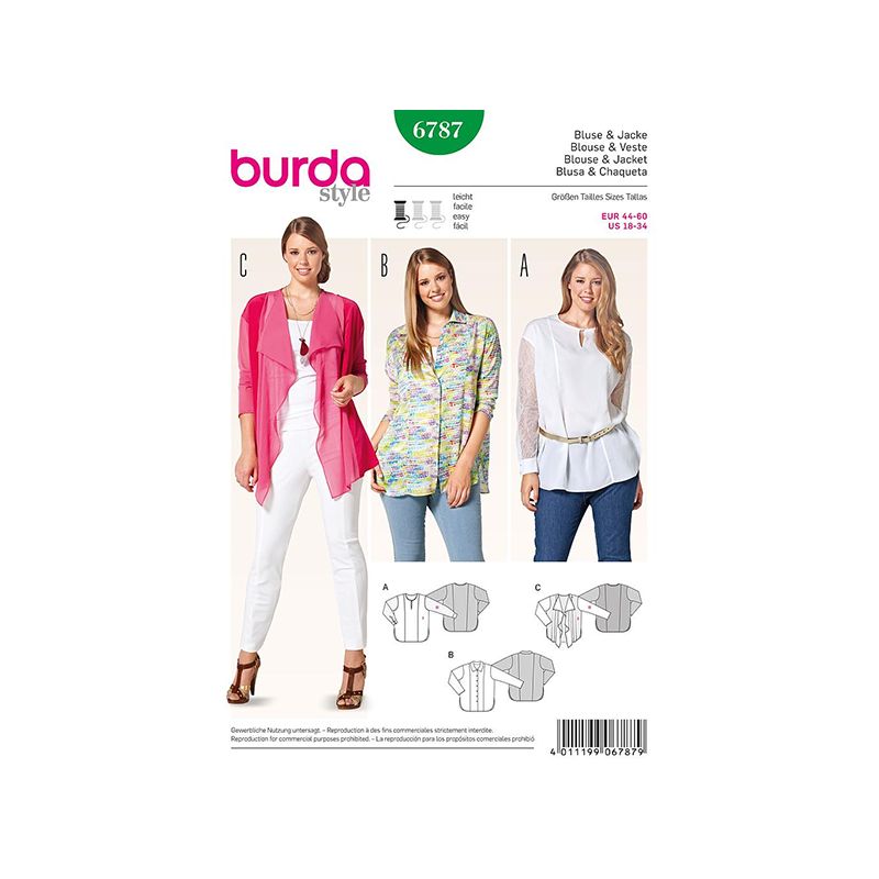 Patron Burda Style 6787 Blouse et Veste 44/60