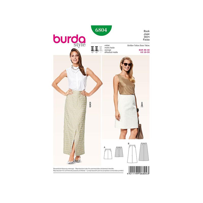 Patron Burda Style 6804 Jupe 36/46