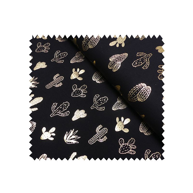 Tissu Jersey Noir Cactus Or