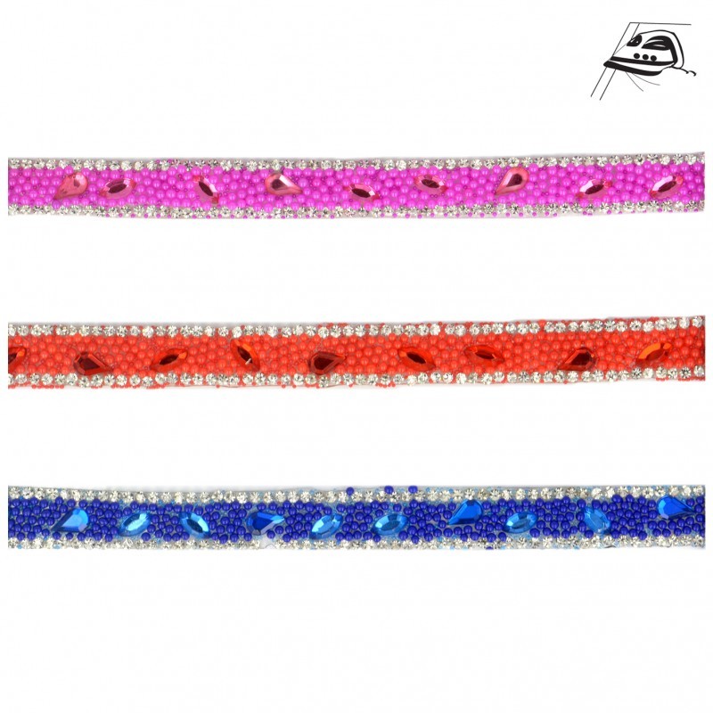 Galon perles/strass thermocollant