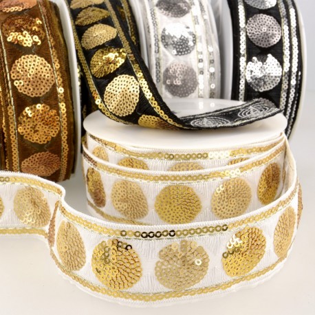 Galon paillettes cercles