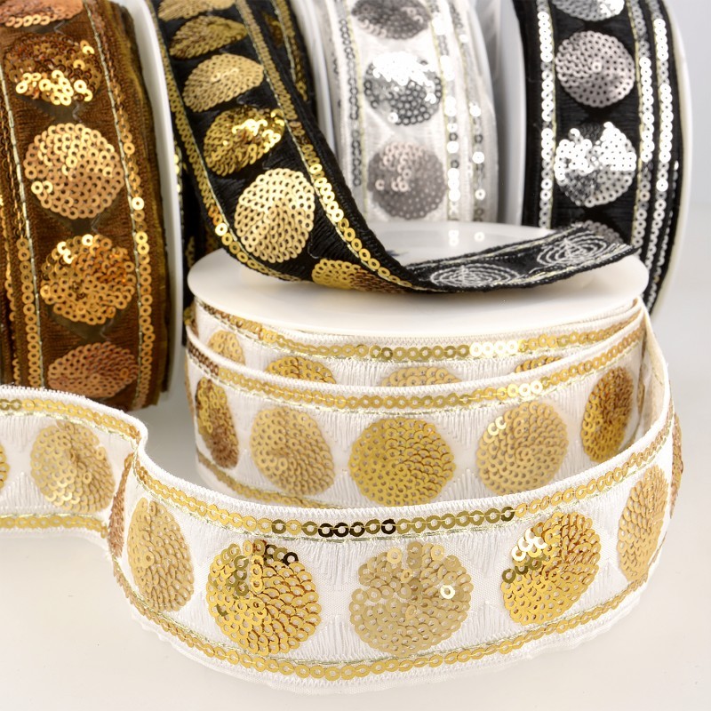 Galon paillettes cercles