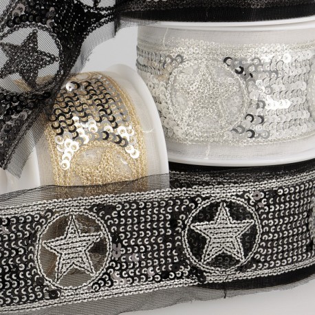 Galon paillettes étoiles