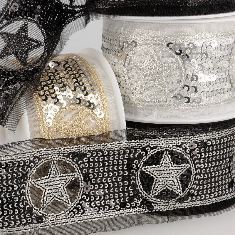 Galon paillettes étoiles