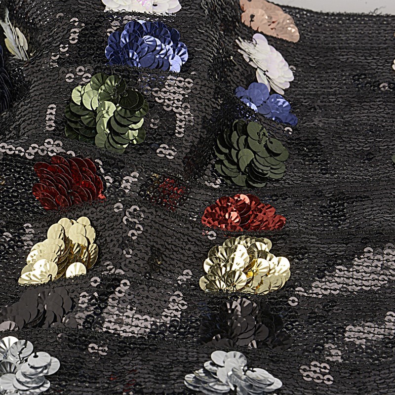 Galon paillettes fleurs