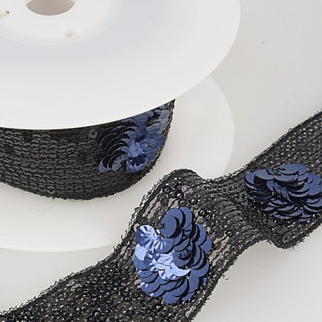 Galon paillettes fleurs