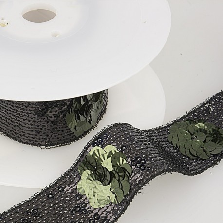 Galon paillettes fleurs