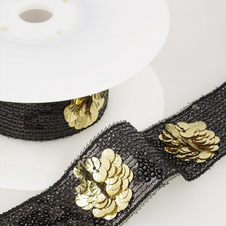 Galon paillettes fleurs