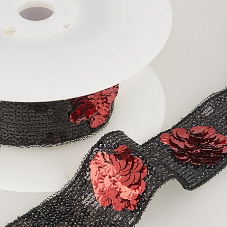 Galon paillettes fleurs