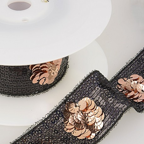 Galon paillettes fleurs