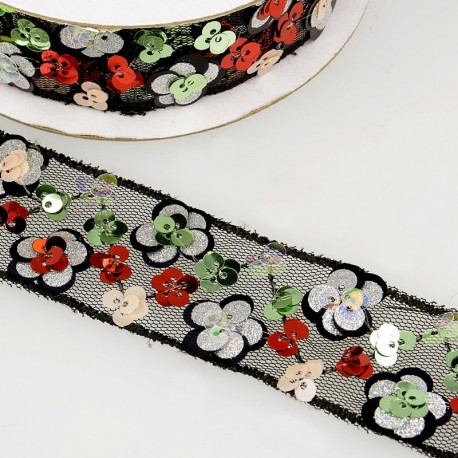 Galon paillettes fleurett