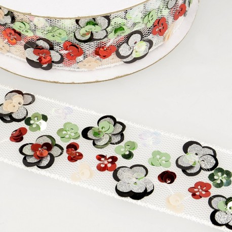 Galon paillettes fleurett