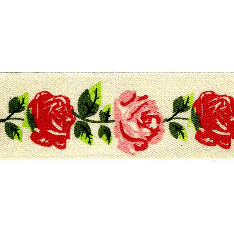 Ruban roses 25 mm  Roses multi - 