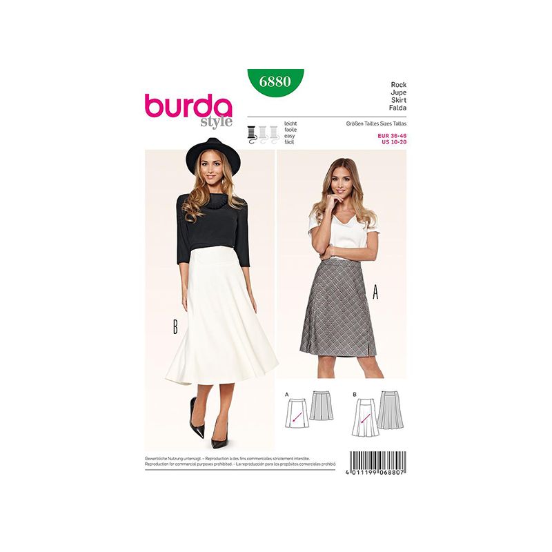 Patron Burda Style 6880 Jupe 36/46