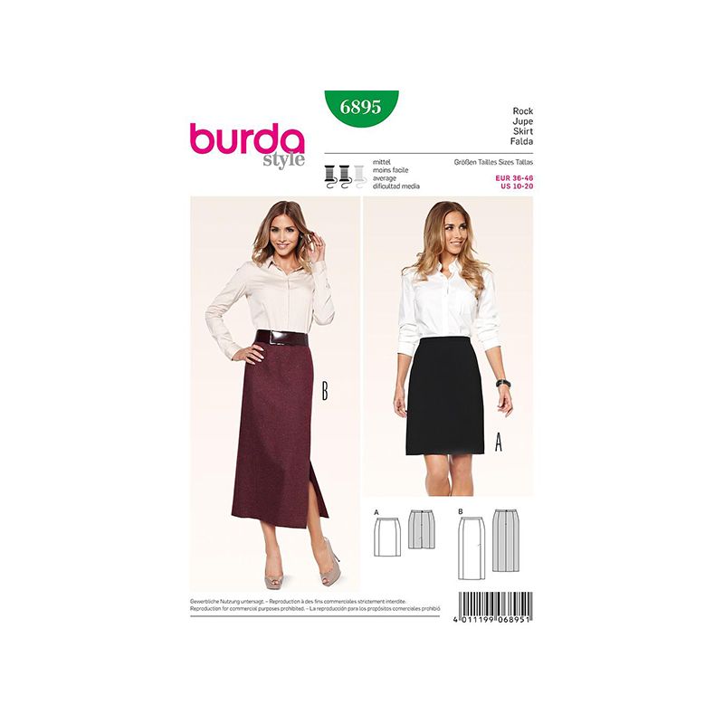 Patron Burda Style 6895 Jupe 36/46