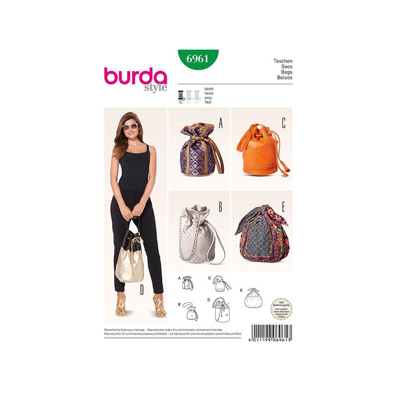 Patron Burda Créative 6961 Sacs