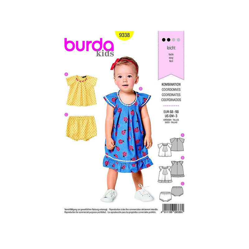 Patron Burda Kids 9338 Blouse Culotte Taille 68/98CM