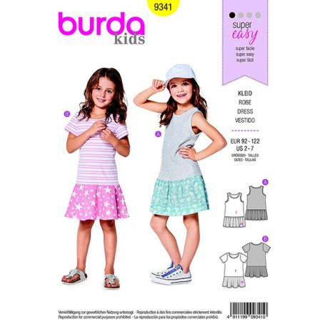 Patron Burda Kids 9341 Robe Taille 92/122CM
