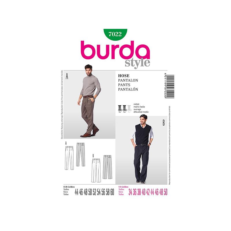 Patron Burda Style 7022 Pantalon 44/60