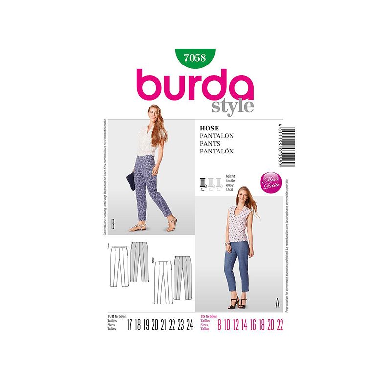 Patron Burda Style 7058 Pantalons Dames 17/24