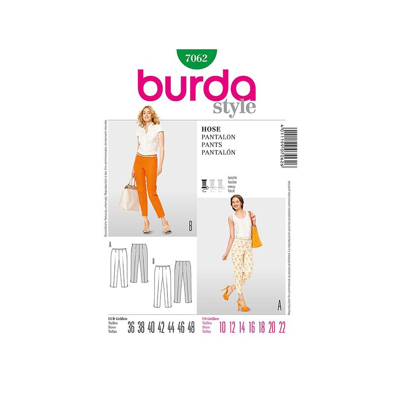 Patron Burda Style 7062 Pantalons Dames 36/48