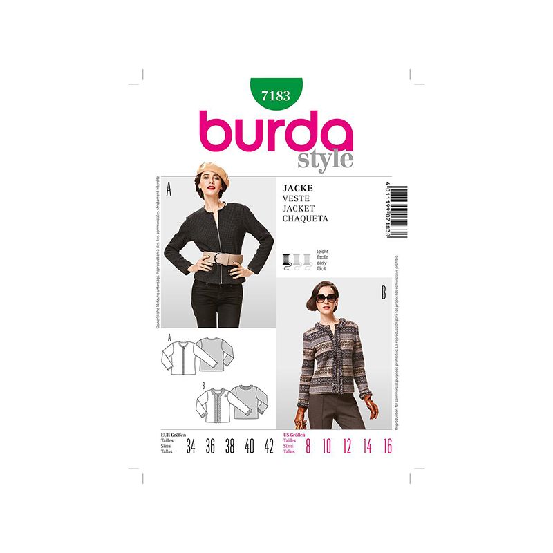 Patron Burda Style 7183 Veste 34/42