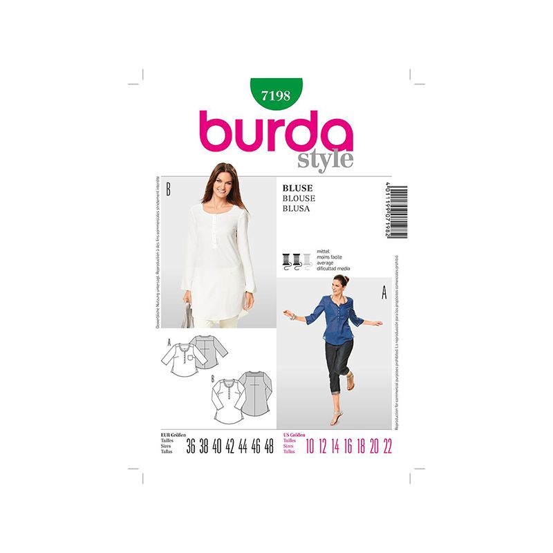 Patron Burda Style 7198 Blouse 36/48