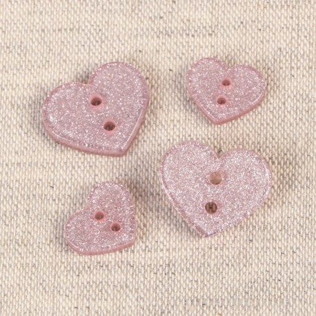 Boutons coeur glitter