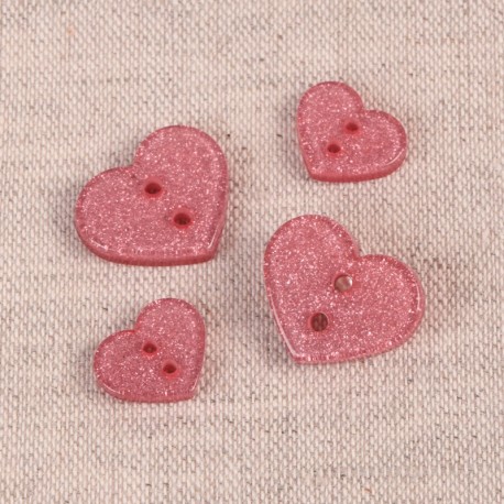 Boutons coeur glitter