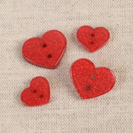 Boutons coeur glitter