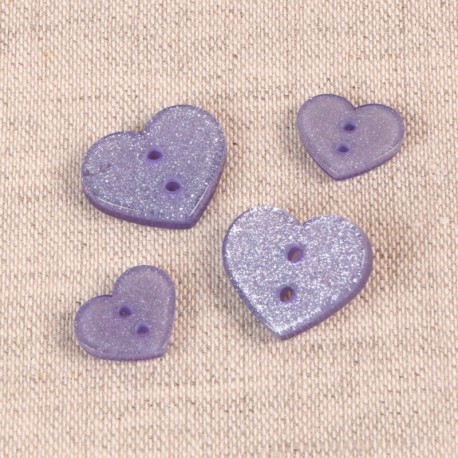 Boutons coeur glitter