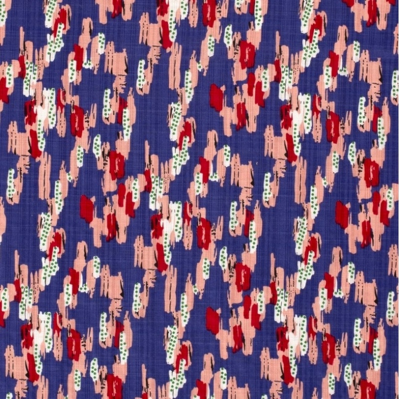 Tissu Imprimé Abstrait Cobalt 