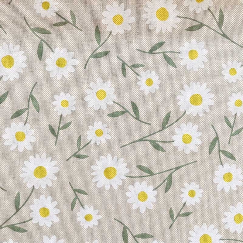 Tissu Toile  Marguerite Fond Lin