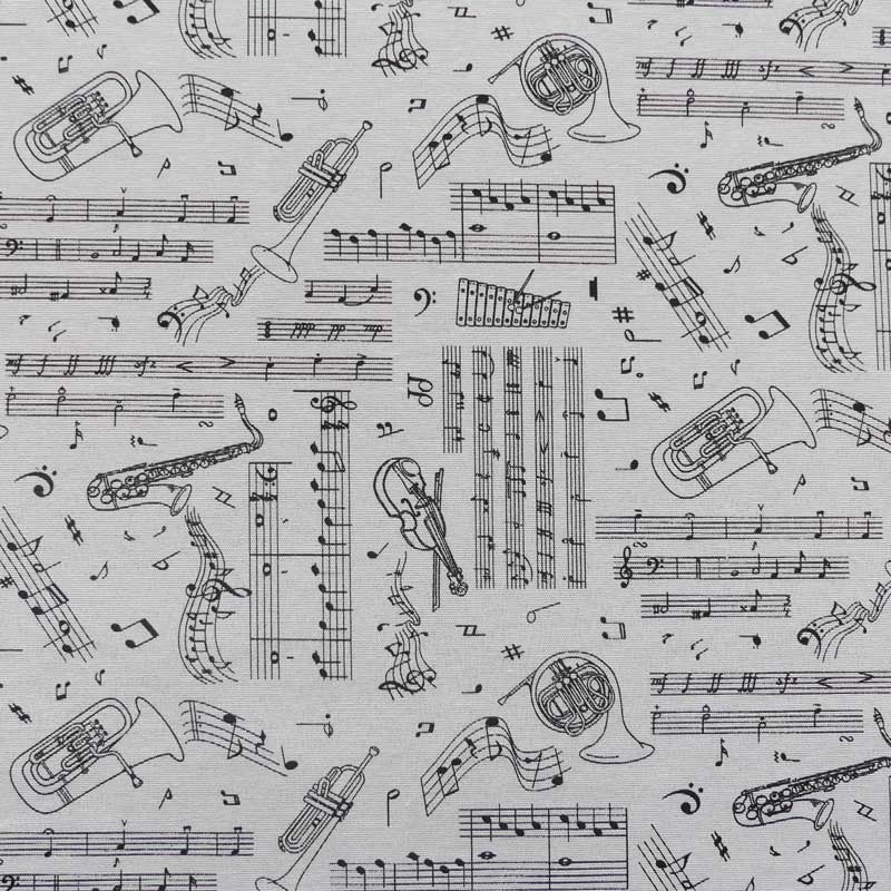 Tissu Musical Toile Blanc 