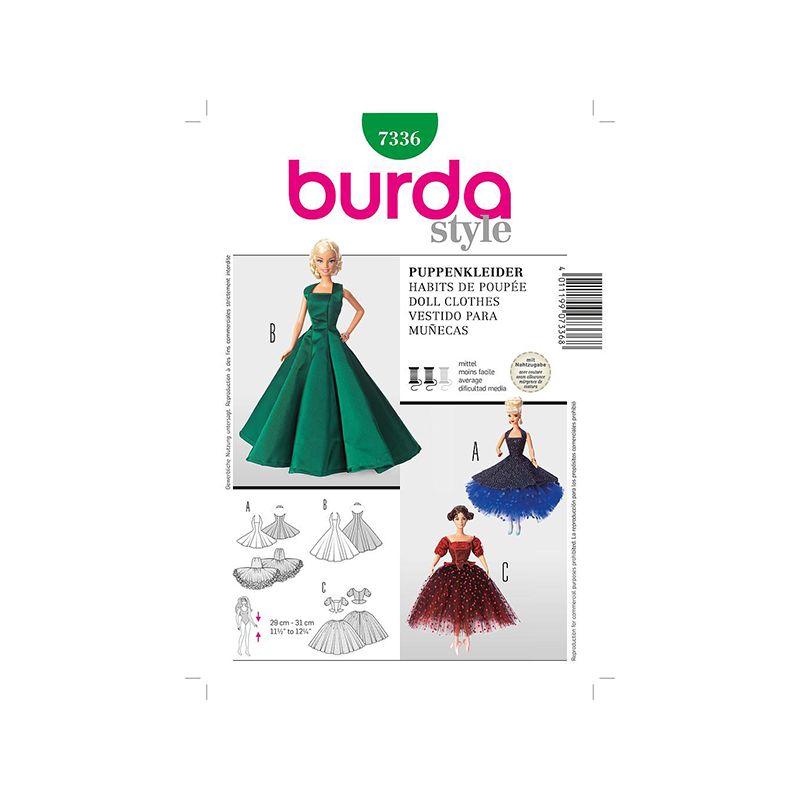 Patron Burda Style 7336 Robe de Poupée