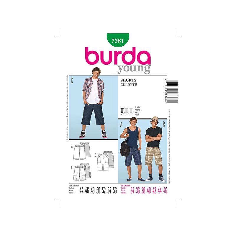 Patron Burda Style 7381 Young Short 44/56