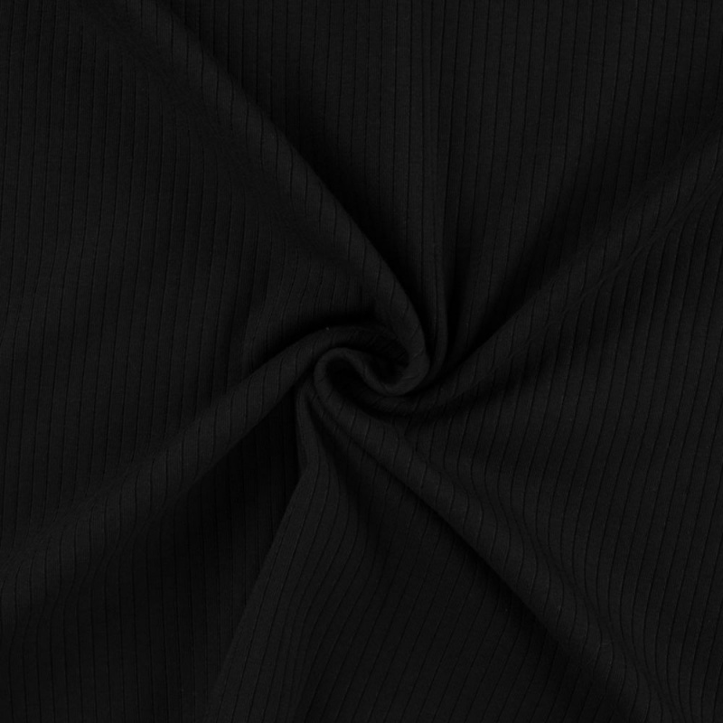 Tissu Jersey Côtelé Mandy Noir 