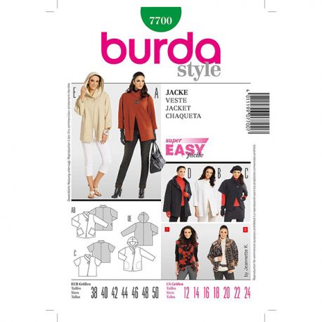 Patron Burda Style 7700 Veste Pantalon 38/50