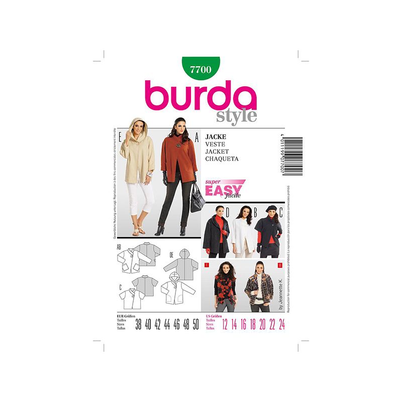 Patron Burda Style 7700 Veste Pantalon 38/50