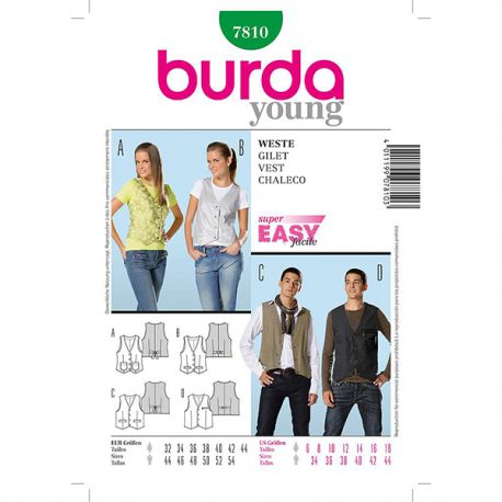 Patron Burda Style 7810 Gilet 32/44 44/54