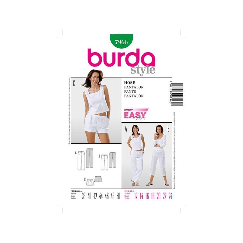 Patron Burda Style 7966 Pantalon 38/50