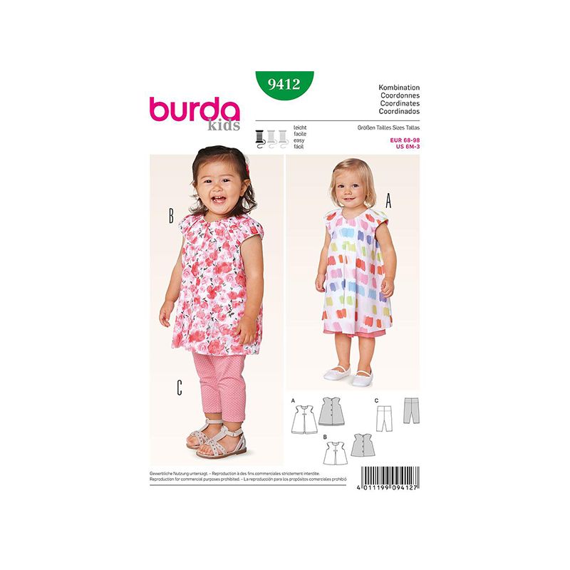 Patron Burda Kids 9412 Ensemble Fillette 68/98CM