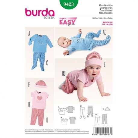 Patron Burda Kids 9423 Ensemble Bébé 56/80CM