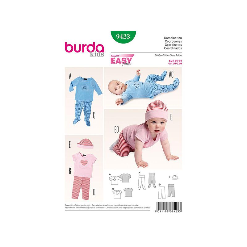 Patron Burda Kids 9423 Ensemble Bébé 56/80CM