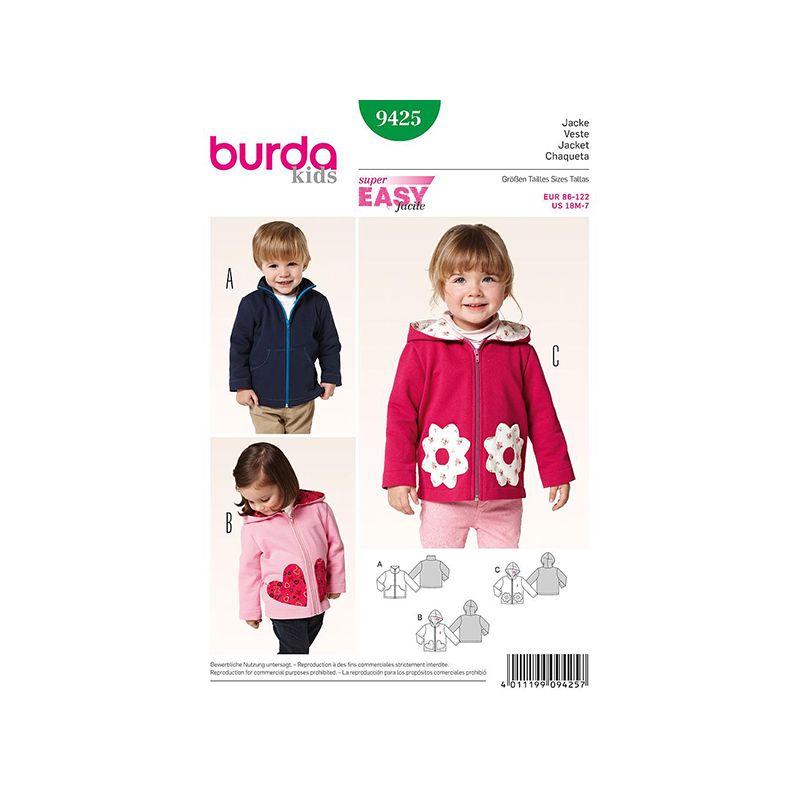 Patron Burda Kids 9425 Veste 86/122CM