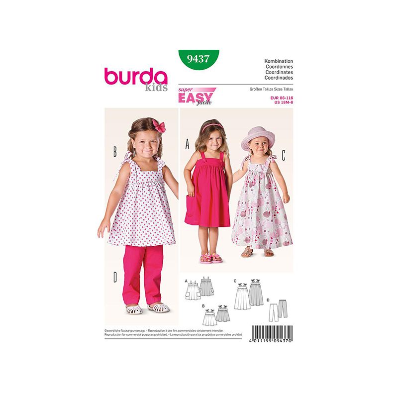 Patron Burda Kids 9437 Coordonnées 86/116