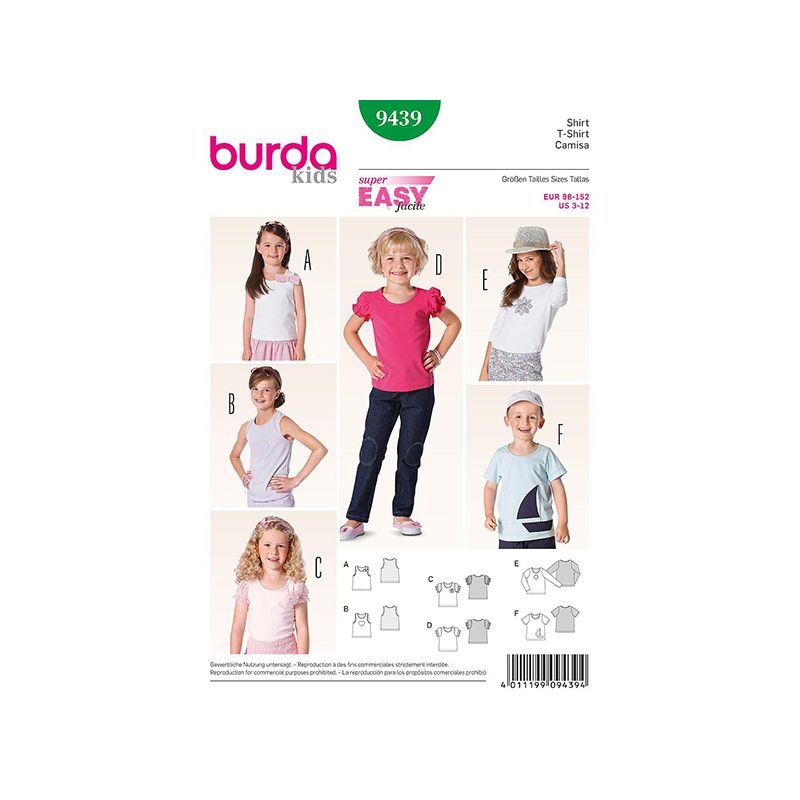 Patron Burda Kids 9439 Tshirt 98/152