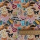 Tissu Jersey Coton Imprimé Stickers Peche 
