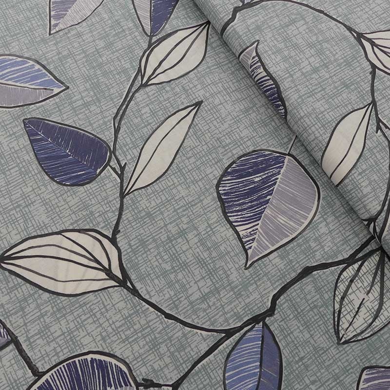 Tissu Enduit Garden Leaf Feuillage Bleu 